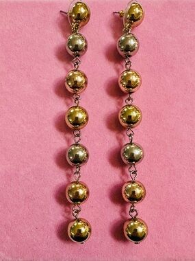 Mixed Metal Ball Drop Earrings